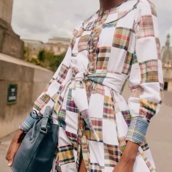 🩷 Sézane Robe Loisa Patchwork Button Up Belted Maxi Dress 🩷 - Picture 3 of 9